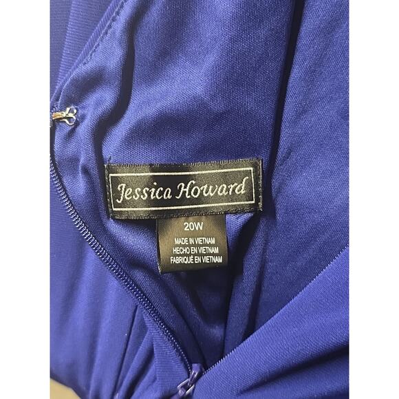 Jessica Howard 20W Cobalt Blue Evening Gown Ruffle Sleeve Chiffon Maxi Dress - Picture 5 of 8